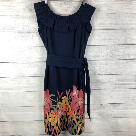 Adrianna Papell Dresses & Skirts - Adrianna Papell Navy Spring Ruffle Floral Dress